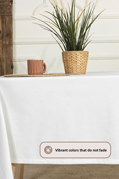 Elart Soft Velvet Tablecloth Rectangular (150X220 cm) Cream