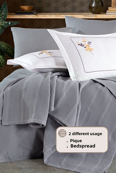 Elart Melany Pike Double Size 100% Cotton (200X220 cm) Gray
