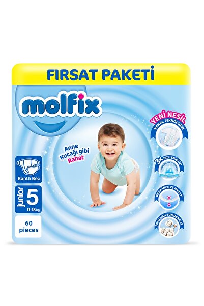 Molfix Size 5 Junior Baby Diapers - 60 Pieces Opportunity Pack