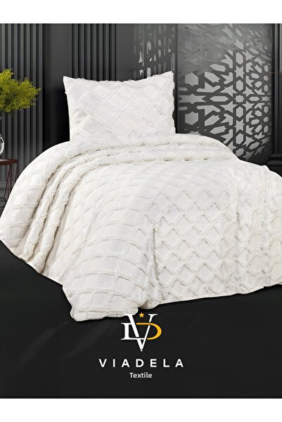 Viadela Ecru Baklava Patterned Single Pike Set + 1 Pillow – Boxed – 180X240