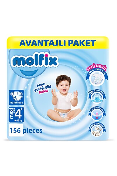 Molfix Baby Diapers 4+ Size Maxi Plus Advantageous Package 156 Pieces