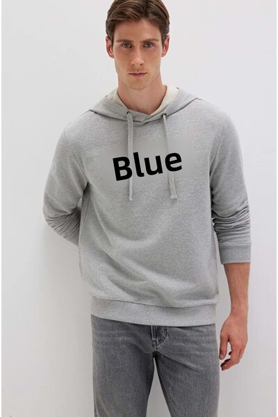 Mavi 065606-28387 Logo Printed Hooded Men's Sweatshirt Gray