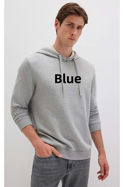 Mavi 065606-28387 Logo Printed Hooded Men's Sweatshirt Gray