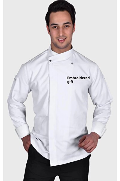 Üniformanya Jachetă de bucătar cu cadou cu nume Jachetă de bucătar Uniformă de bucătar Cămașă de bucătar Îmbrăcăminte modernă de bucătar Uniformă de bucătar