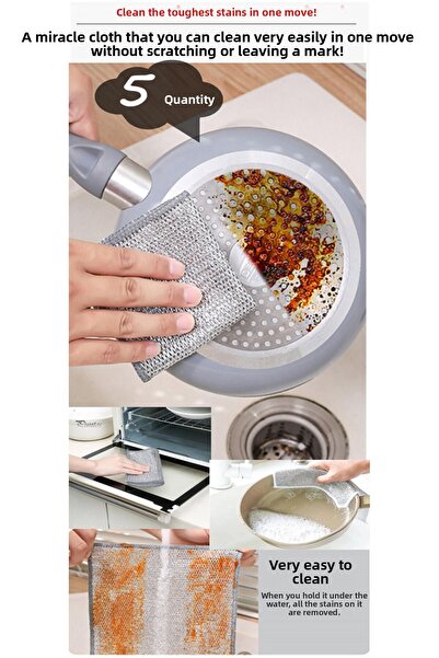 Kiesa (5 قطع) قماش أطباق سحري من الفولاذ المقاوم للصدأ إينوكس مزيل الأوساخ وا...