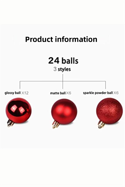 Trade Bazaar 24 Pcs 3 cm Red & Gold Christmas Tree Ornament Ball Set | Mini Plastic Christmas Decorative Balls
