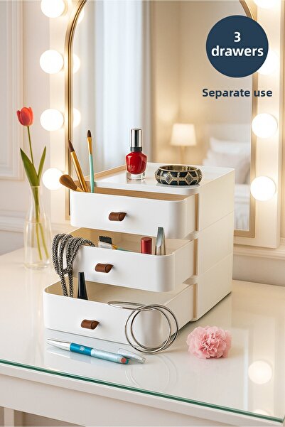 HOMİNG Οργανωτής κοσμημάτων μακιγιάζ 3 επιπέδων με συρτάρια 242358