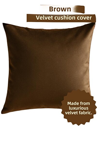 KAMİZ Velvet Throw Pillow Cover Brown Made from Imported Velvet 43 X 43