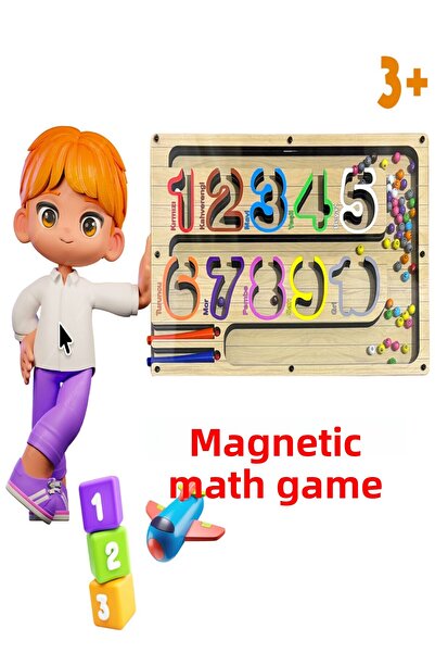 TİNEKE Magnetic Educational Color Counting and Matching Maze Training Toy - Wooden Montessori Game Number