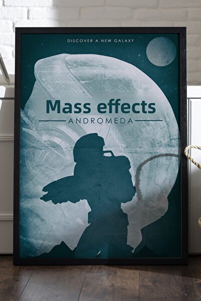 Duvarda Poster cu ramă din lemn negru Mass Effect, pictură decorativă de pere...
