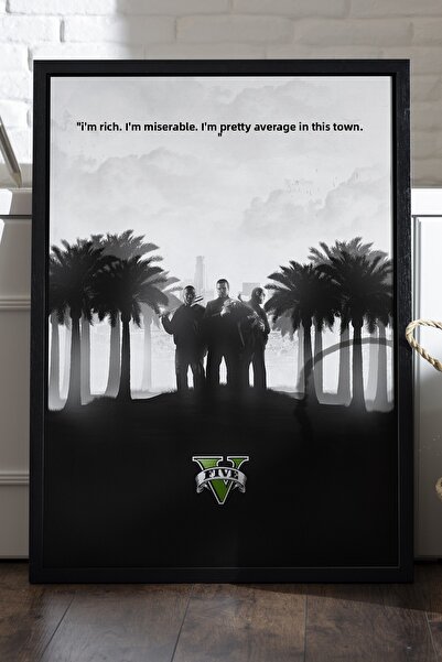 Duvarda Αφίσα GTA V με μαύρο ξύλινο πλαίσιο, διακοσμητικός πίνακας τοίχου για...