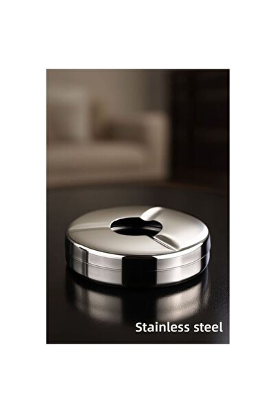 Marsilyan منفضة سجائر من الفولاذ المقاوم للصدأ مع غطاء - منفضة سجائر معدنية ب...