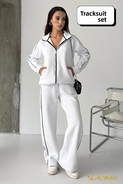 AYMELEK Γυναικείο Σετ Φόρμας ελαφρύ (3 Νήματα) Χειμερινό Σετ Φόρμας με φερμουάρ