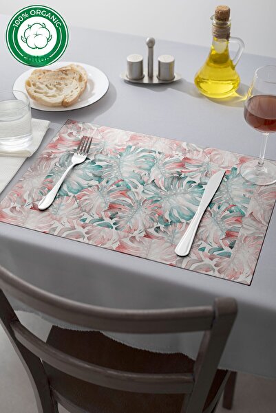 MOSHEYA HOME Placemat 100% Cotton Panama Fabric, 40X60 cm Vivid Patterned Pla...
