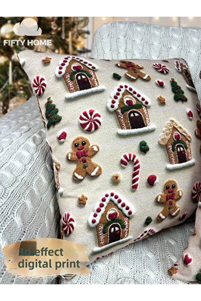 Fifty Home 2 Pieces Cushion Cover 43X43 cm Digital Printing New Year's Eve New Year Christmas Concept New Year Christmas