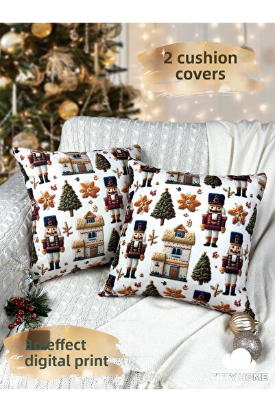 Fifty Home 2 HUSE KIRLENT 43x43 cm Imprimare digitală Anul Nou Crăciun Concep...