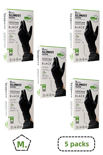 Reflex Slimfit Copolymer Black Powder-Free Gloves Size m 5 Boxes