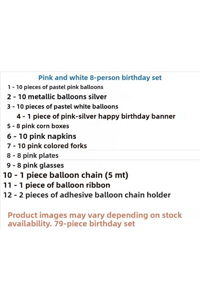 ZENVİVA Pink and White 8-Person Birthday Set