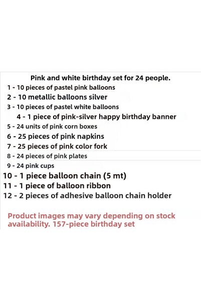 ZENVİVA Pink and White 24-Person Birthday Set