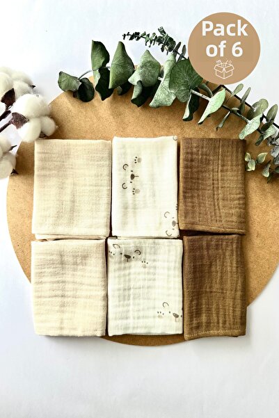 NuvioKids 6-Pack Patterned Organic Muslin Baby Mouth Wipes 100% Cotton, Sweat...