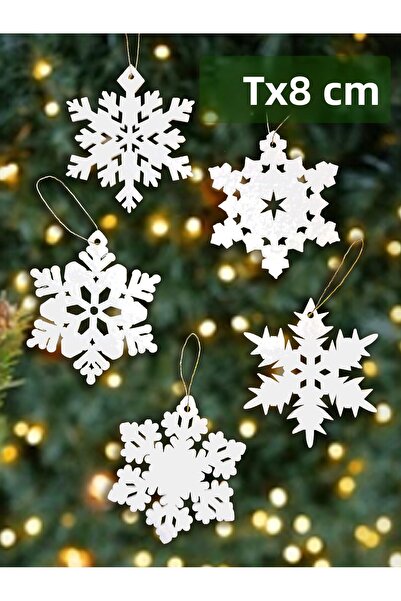 Kabajur New Year Felt Snowflake Ornament Set (5 Pieces) – 7×8 cm