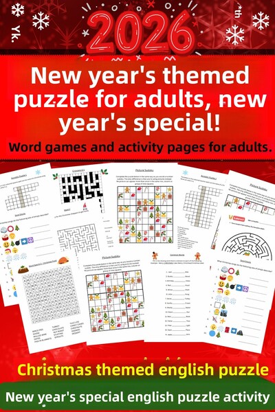 GameBulance Christmas Themed English Puzzle,Word Games and Activity Pages for Adults,Christmas Activity
