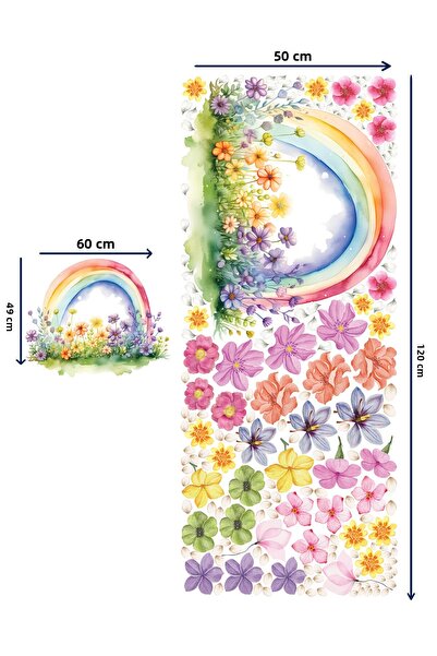 Ettycat Design Rainbow and Flower Wall Sticker |   Matte, Removable, Decorative Wall Sticker