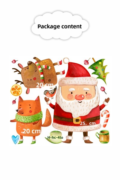 Grafikup New Year Santa Claus Glass Wall Sticker Set - Christmas Ornament Decor Set