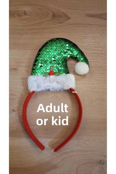 asöy New Year's Sequin Red Crown 1 Piece New Year's Crown with White Pompom Children's or Adult's New Year's Crown