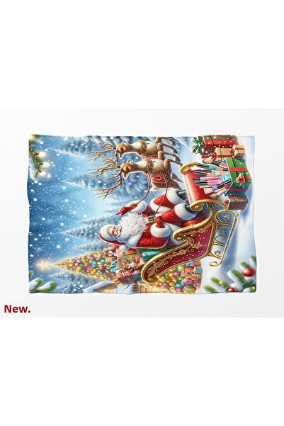 Erays Home Christmas Santa Patterned Fleece Blanket Tv Blanket Merry Christmas Santa Claus