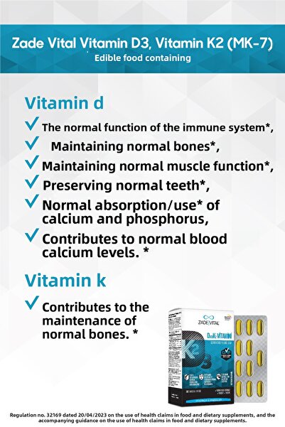 Zade Vital D3+k2 Vit Blister 30 Capsules