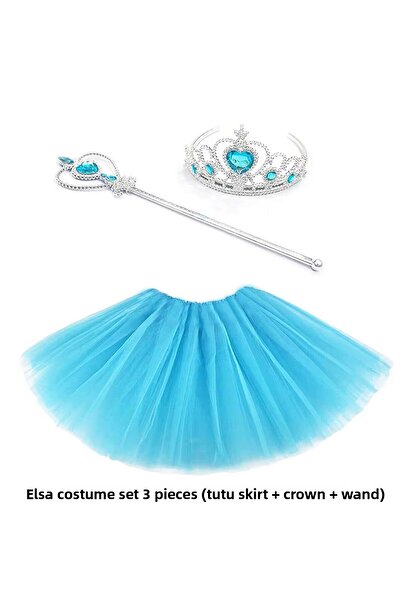ZERO LAND Set de costume prințesă Elsa albastră MTXDPN 3 piese (fustă tutu + coroană + (172139) baghetă)
