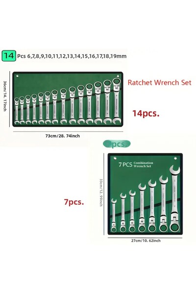 İthal Professional Ratchet Wrench with Bag 14 Piece Set of Movable Head Chrome Vanadium Steel