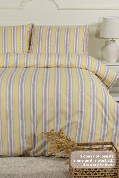 Elart Scatt Duvet Cover Set Single Fitted Sheet (160X220 cm) Ecru