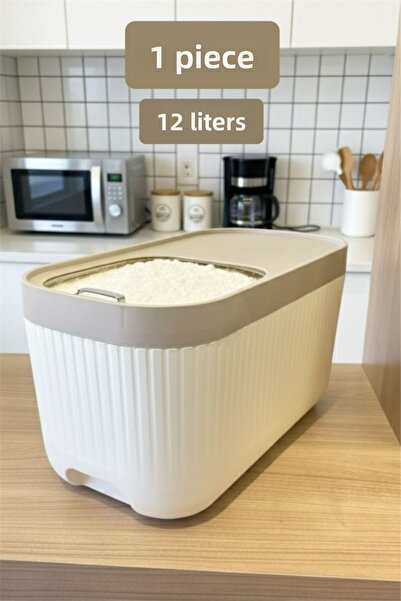 Bayev 1 Apex Cream 10-Liter Detergent Container with Sliding Lid - Wheeled Food Storage Box with Scale