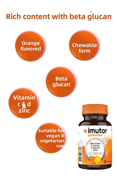 Imutor Gummies 60X2 Chewable Form – Immune – Family Size Use – Beta Glucan, Vitamin C, Vitamin D, Zinc