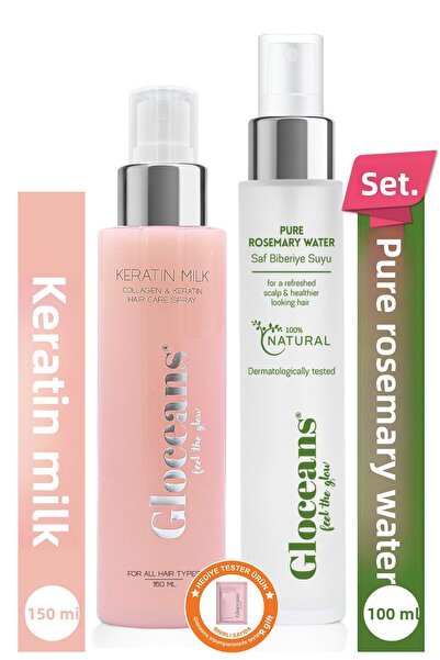 gloceans feel the glow Keratin Collagen Hair Care Milk and Rosemary Water Tonic Advantage Set