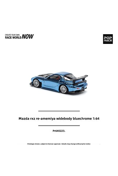 pop race 1 :64 Mazda Rx-7 Re Amemiya Widebody Blue Chrome – Diecast Metal Model Car