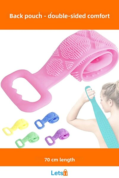 Letsii فرشاة تدليك للحمام مصنوعة من السيليكون على الوجهين مقاس 70 سم