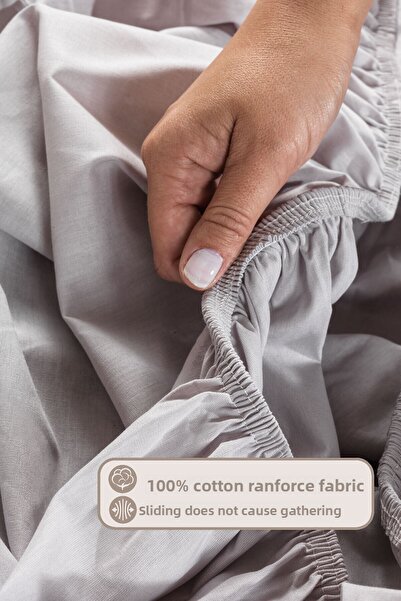 Elart Fitted Sheet Set Single Size 100% Cotton Ranforce (100X200 cm) Gray
