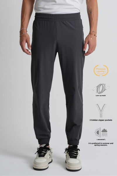 Shooter Sportswear Anthracite Men's Sweatpants with Elasticated Legs, Lace-Up Waist, Zippered Pockets, Standard Fit