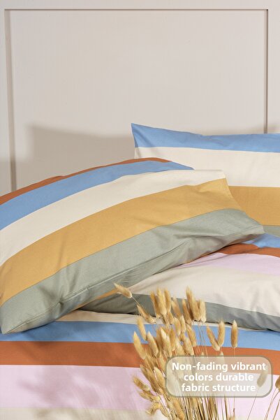 Elart Archi Duvet Cover Set Single Size 100% Cotton Ranforce Fitted Sheet (160X220 cm)