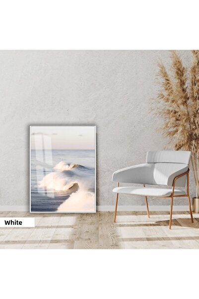 Harikabirev Hari̇kabi̇rev | Soft |   Sea Wave Model | Framed Glass Table Sing...