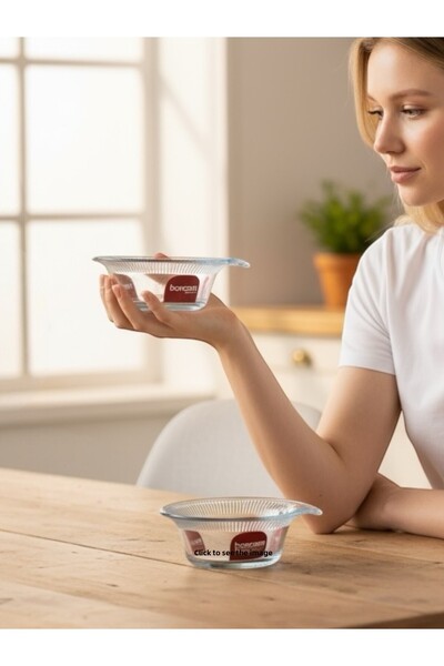 Paşabahçe Borcam Souffle Bowl Shaped Stylish Heat-Resistant Atom Cake Dessert Oven Microwave Bowl 400Cc 2Pcs