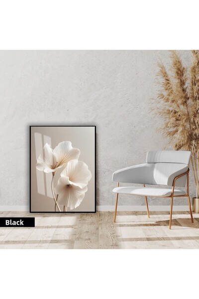 Harikabirev Hari̇kabi̇rev | Soft | Cream Tones Flower Model | Framed Glass Ta...