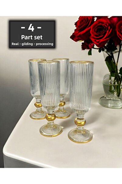 gkzglass home dekor New Year Miami Gold Coffee Side Water Glass Set Flute Model 4-Piece Glass Set