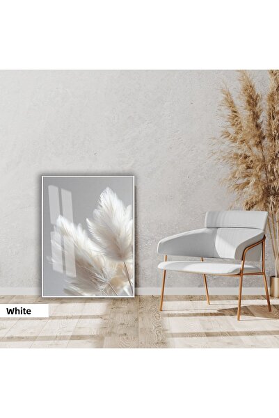 Harikabirev | MOLECULARE |   MODEL DE IARBA PAMPAS ALBĂ |   TABLO DE STICLA CU CADRU, SIMPLE, VERTICAL