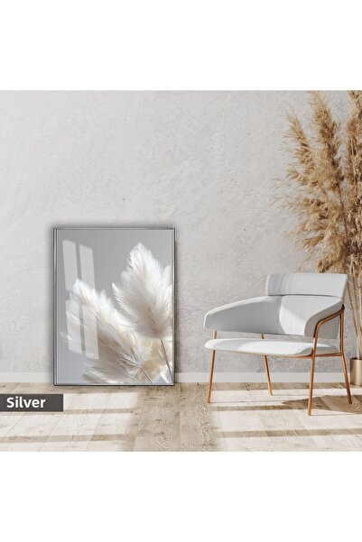 Harikabirev | MOLECULARE |   MODEL DE IARBA PAMPAS ALBĂ |   TABLO DE STICLA CU CADRU, SIMPLE, VERTICAL