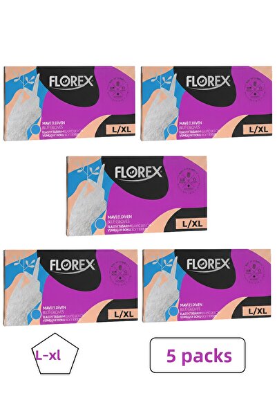 Florex Blue Tpe Gloves 100 Pieces L-Xl Size 5 Packs