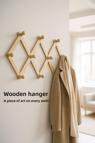 Transformacion Wooden Accordion Wall Hanger - Decorative, Multi-Purpose, Smart Hanger with 10 Hooks 722371